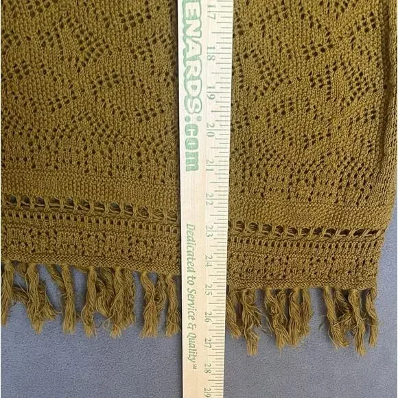 Torrid Crochet Knit Short Sleeve Top Sz 2X Mustard Cotton Fringe Open Knit Layer - Picture 8 of 11